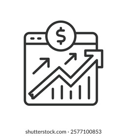 Stock market, icon in line design. Stock market, trading, investment, financial growth, shares, stock exchange, portfolio on white background vector. Stock market editable stroke icon