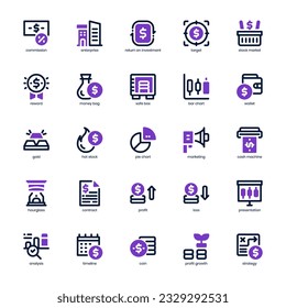 Stock Market Icon pack for your website design, logo, app, and user interface. Stock Market Icon mixed line and solid design. Vector graphics illustration and editable stroke.