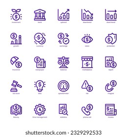 Stock Market Icon pack for your website design, logo, app, and user interface. Stock Market Icon basic line gradient design. Vector graphics illustration and editable stroke.