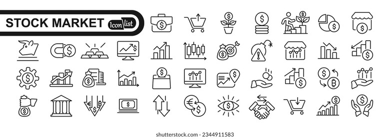 Stock market icon set. Contains such icons as Broker, finance, graph, market share and more, can be used for web.