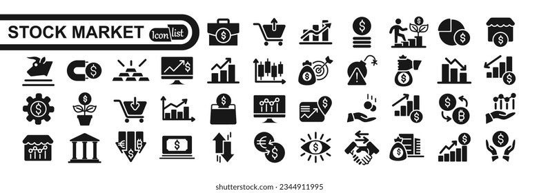 Stock market icon set. Contains such icons as Broker, finance, graph, market share and more, can be used for web.