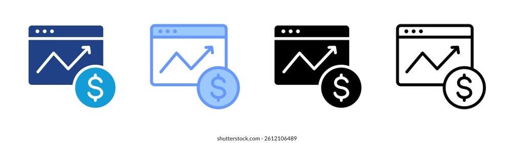 Stock Market icon set multiple style collection