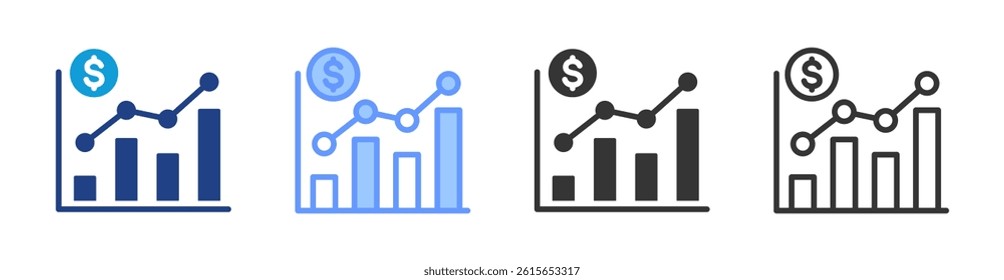 Stock Market icon set multiple style collection