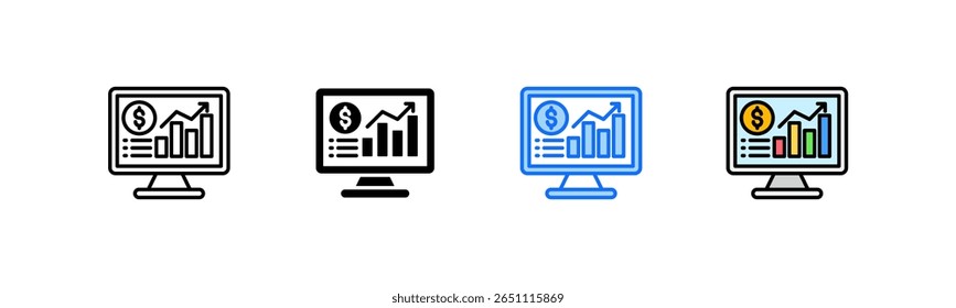 Conjunto de iconos del mercado de valores Colección de estilo múltiple