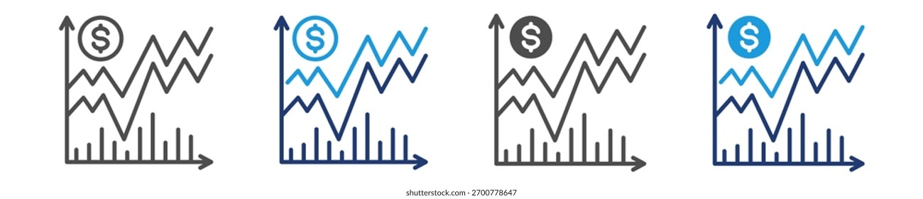 stock market icon set multiple style