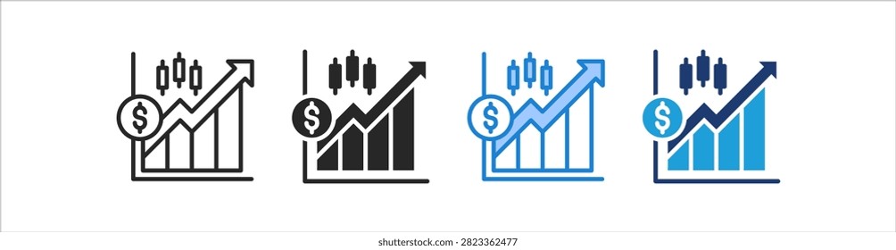 Stock Market Icon Set Multiple Style Vector Collection