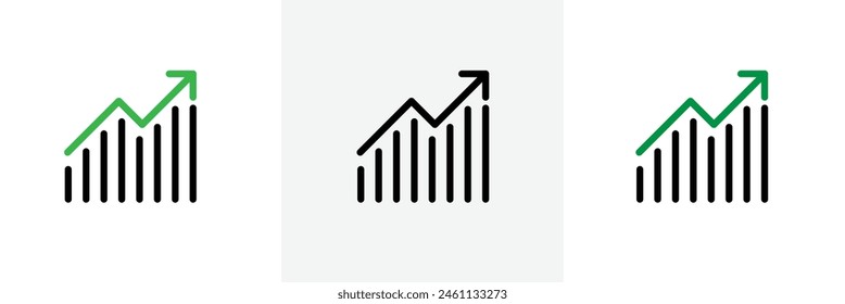 Stock Market Icon Set. Trend Arrow Upward Vector. Economic Growth Graph Symbol. Increase Profit Chart Sign.