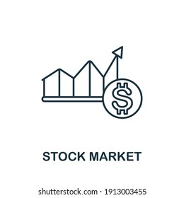Icono del mercado de valores. Elemento sencillo de la colección de administración de negocios. Icono creativo del mercado de valores para diseño web, plantillas, infografías y más