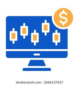 Icono del mercado de valores Ilustración vectorial de diseño de color sólido