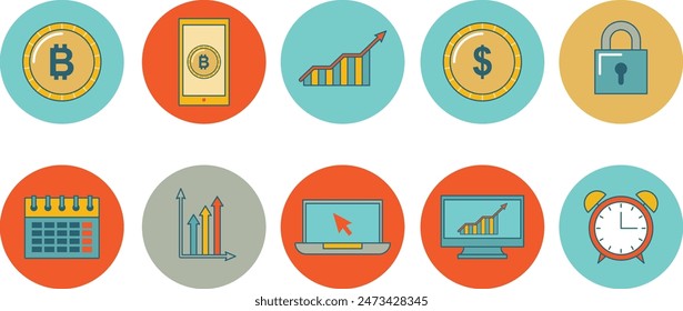 Stock Market Icon Vector Set