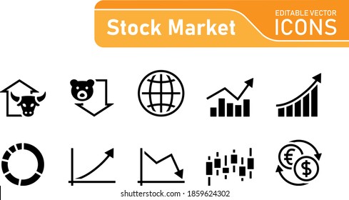 Stock Market Icons (editable vector)