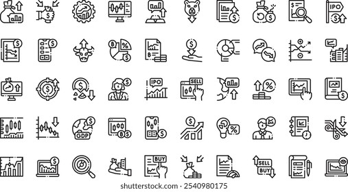 Stock market icons High-Quality Vector Icons Collection with Editable Stroke. Ideal for Professional and Creative Projects.