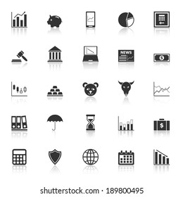 Stock Market Icons With Reflect On White Background, Stock Vector