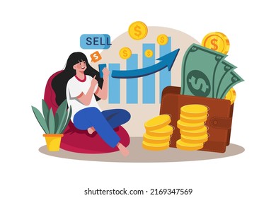 Stock Market Illustration concept. Flat illustration isolated on white background