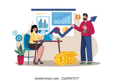 Stock Market Illustration concept. Flat illustration isolated on white background