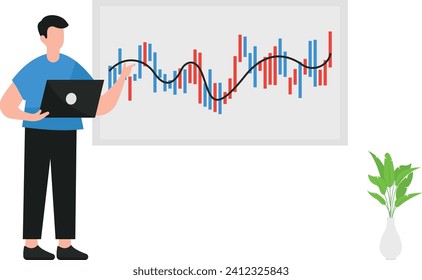 The Stock Market Illustration visualizes a dynamic financial landscape with fluctuating charts and graphs, symbolizing the volatility and strategic decision-making inherent in navigating the complexit