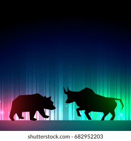stock market illustrator with bull and bear