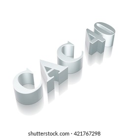 Stock market indexes collection: 3d metallic character CAC 40 with reflection on White background, EPS 10 vector illustration.