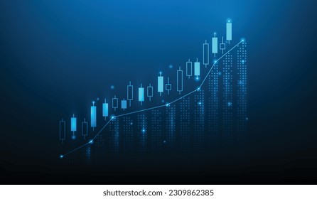 la tecnología de crecimiento de la gráfica de inversión en el mercado de valores. el diagrama de beneficios y finanzas se reduce. aumento de la tabla de operaciones. ilustración vectorial fantástico diseño de alta tecnología.