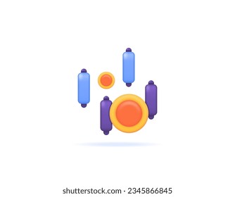 stock market and investment. market information, capital market, stocks, mutual funds, and foreign exchange. trading. data and coins. symbol or icon. minimalistic 3d design concept. vector elements