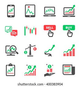 Stock Market Investment Online Vector Icon Set