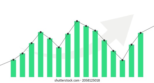 Stock market investment trading graph chart of growth or fall in flat style design for website, project, presentation. EPS 10 vector illustration.