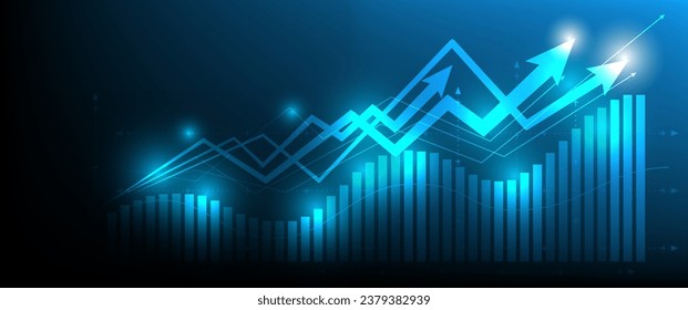 Stock market investment trading graph in graphic concept suitable for financial investment or Economic trends business idea on blue background. Vector illustration design.