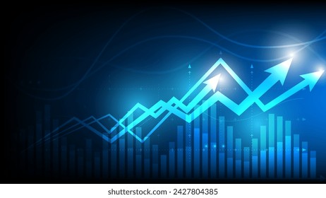 Stock market investment trading graph in graphic concept suitable for financial investment or Economic trends business idea on blue background. Vector illustration design.	
