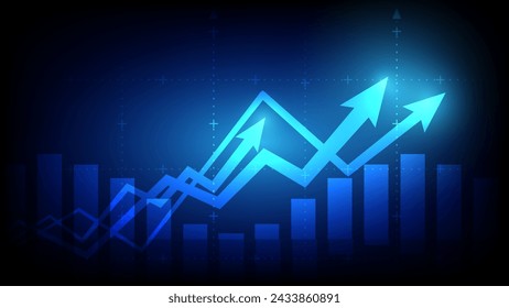 Stock market investment trading graph in graphic concept suitable for financial investment or Economic trends business idea on blue background. Vector illustration design.