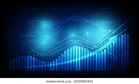 Stock market investment trading graph in graphic concept suitable for financial investment or Economic trends business idea on blue background. Vector illustration design.	
