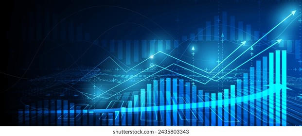 Stock market investment trading graph in graphic concept suitable for financial investment or Economic trends business idea on blue background. Vector illustration design.	
