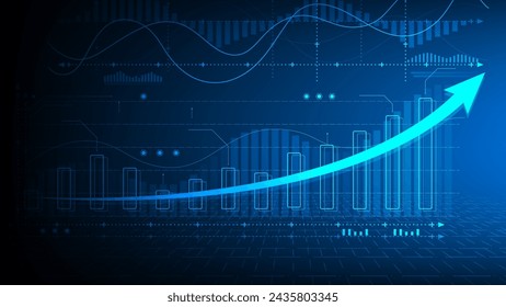 Stock market investment trading graph in graphic concept suitable for financial investment or Economic trends business idea on blue background. Vector illustration design.	
