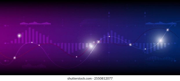 Stock market investment trading graph in graphic concept suitable for financial investment or Economic trends business idea on blue background. Vector illustration design.	