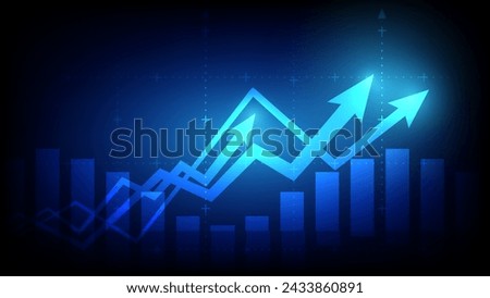 Stock market investment trading graph in graphic concept suitable for financial investment or Economic trends business idea on blue background. Vector illustration design. [[stock_photo]] © 
