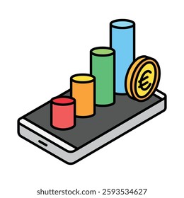 Stock Market isometric outline 3d mini illustration icon, use for modern concept, UI or UX kit, web and app development. related to business, finance, economy.
