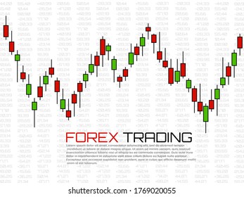 Stock market with japanese candles. Forex trading graphic design concept. Abstract finance background. Vector illustration