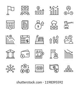 Stock Market Line Icons Set 