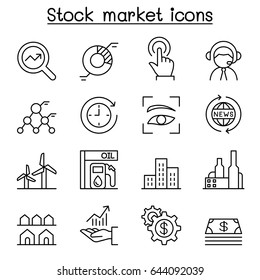 Stock market, Stock money, Stock exchange icon set in thin line style