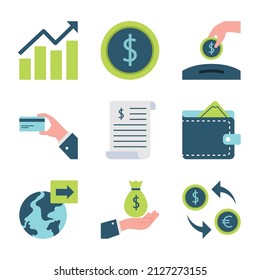 stock market online and stock investment icon set, vector