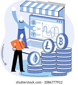 Stock market open-source platform for online trading. Digital payment system, marketplace. Transactions and exchange of cryptocurrencies on website. Investments in cryptocurrency and mining