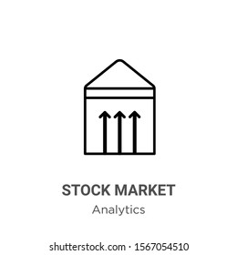 Stock market outline vector icon. Thin line black stock market icon, flat vector simple element illustration from editable analytics concept isolated on white background