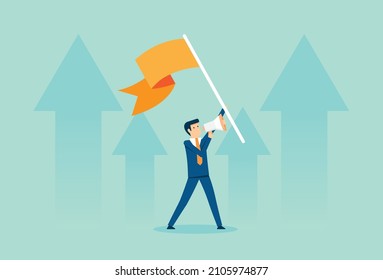 Stock market price rising up skyrocket in bull market, positive growing up business, ambition for winner investor, Vector illustration design concept in flat style