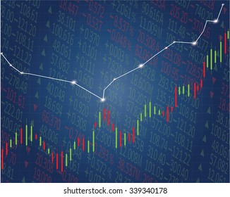 Stock Market Prices. Candle stick stock market tracking graph.
