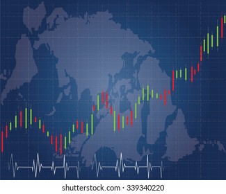 Stock Market Prices. Candle stick stock market tracking graph.