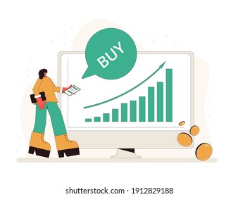 Stock Market Rally. Financial Growth. Investment Concept. Company Earning Report. Lucky Retail Investor. Growth In Equity Prices. Vector Flat Color Illustration. 