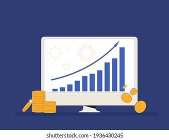 Stock Market Rally. Financial Growth. Investment Concept. Vector Flat Color Illustration. 