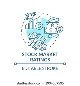 Stock market ratings concept icon. Management strategy idea thin line illustration. Market price. Aggregation of buyers and sellers. Vector isolated outline RGB color drawing. Editable stroke