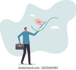 .Stock market rebound, make profit from investment or growing wealth, get rich or financial success savings.character for design.