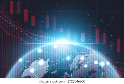 Stock market slump stock chart futuristic concept vector,Pneumonia.Business technology concept background.illustration.World organization looking at falling diagram.Economic and financial crisis