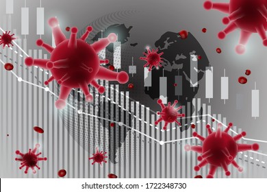 Stock market slump stock chart futuristic. Effects of disease Covid-19 Coronavirus concept vector,Pneumonia.Business technology banner concept background.illustration.World Health organization.